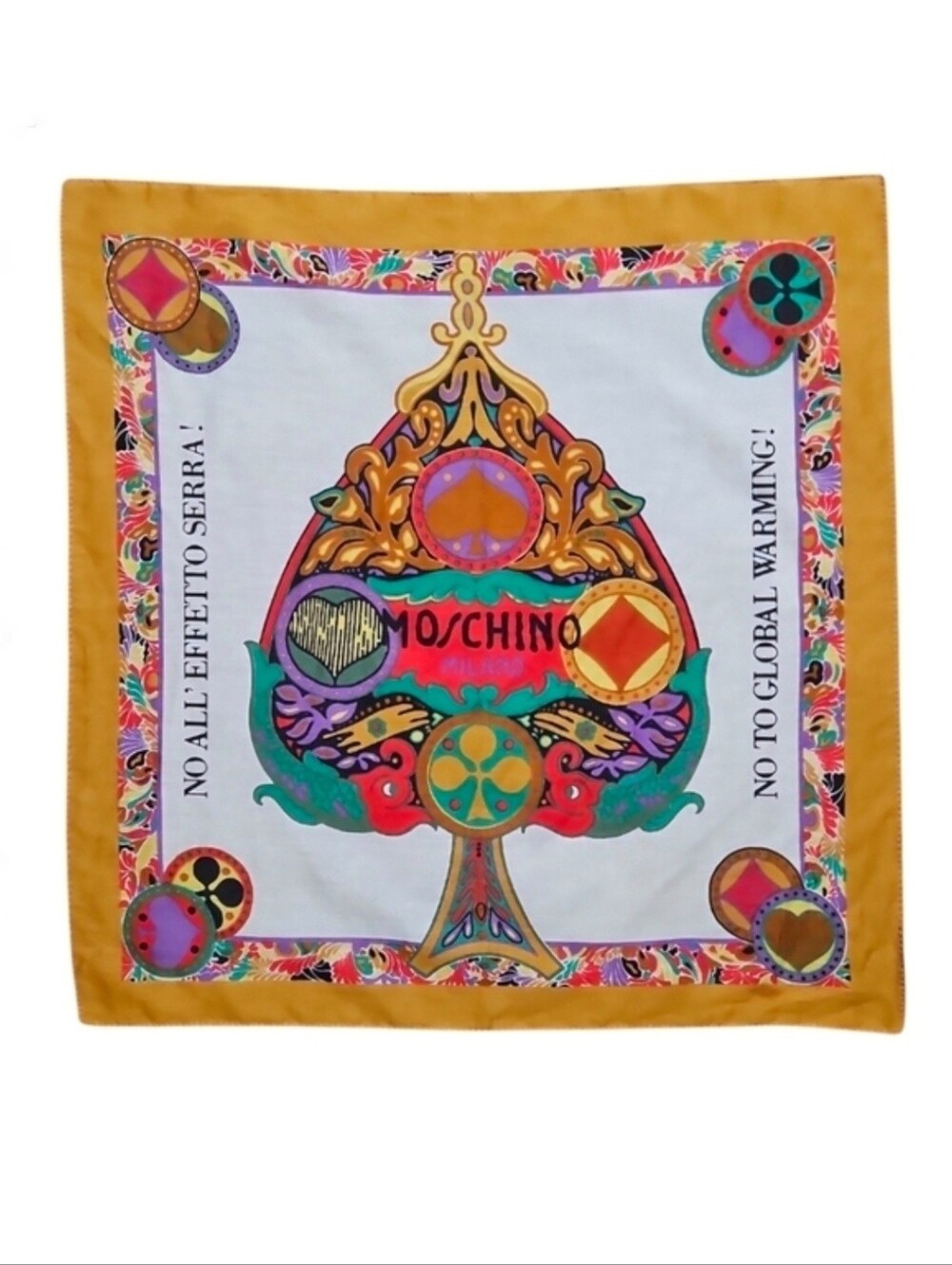 MOSCHINO | Multicolor 17.5" Square Graphic Scarf / Hankerchief / Neckerchief
